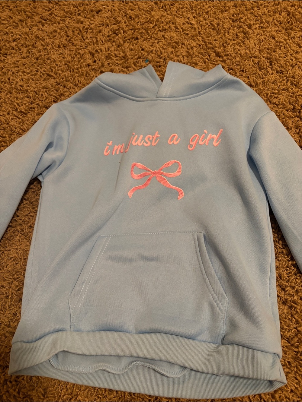 Light Blue Girls' Hoodie with Pink Bow Graphic (stickers come with purchase)